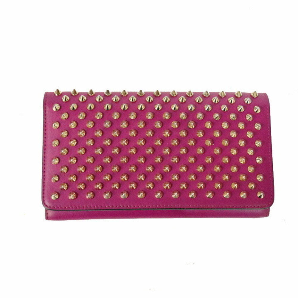 CLOUBOUTIN Macaron Wallet Zippered Purple Studded Long